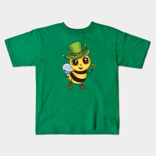 Leprechaun Bee with Shamrock Kids T-Shirt